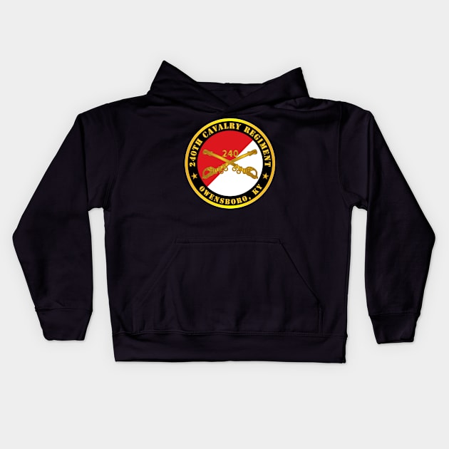 T-Shirt - Army - 240th Cavalry Regiment - Branch, Owensboro, Ky - Red - White X 300 Kids Hoodie by twix123844